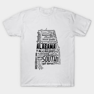 Alabama State Pride Word Cloud - Black T-Shirt